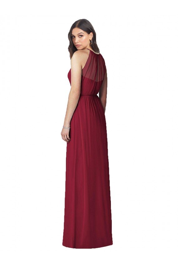 Shop Halter Neck Full-Length Shirred Chiffon Bridesmaid Dress Sydney