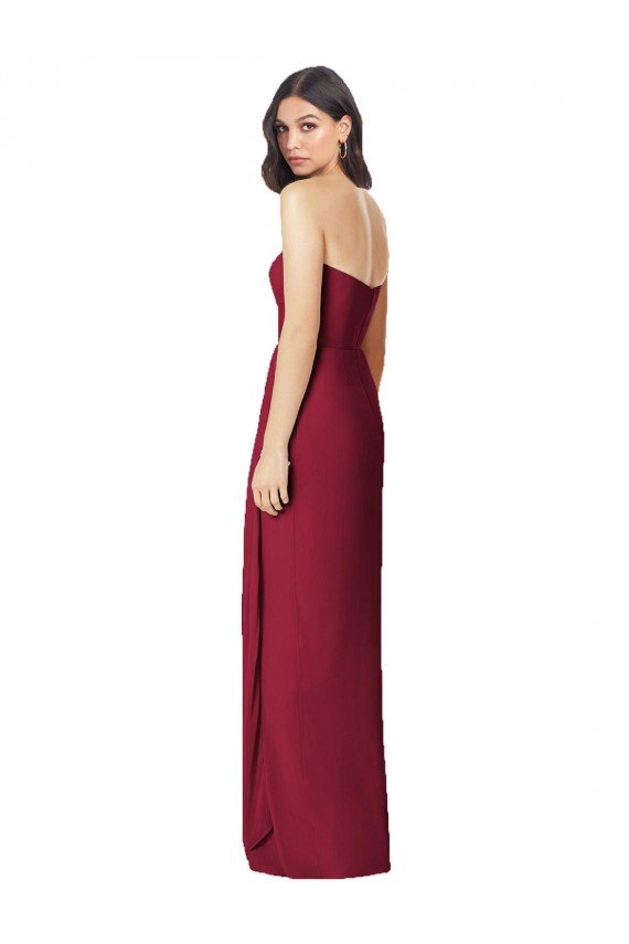 Side Front Slit Draped Strapless Chiffon Bridesmaid Dress Sydney