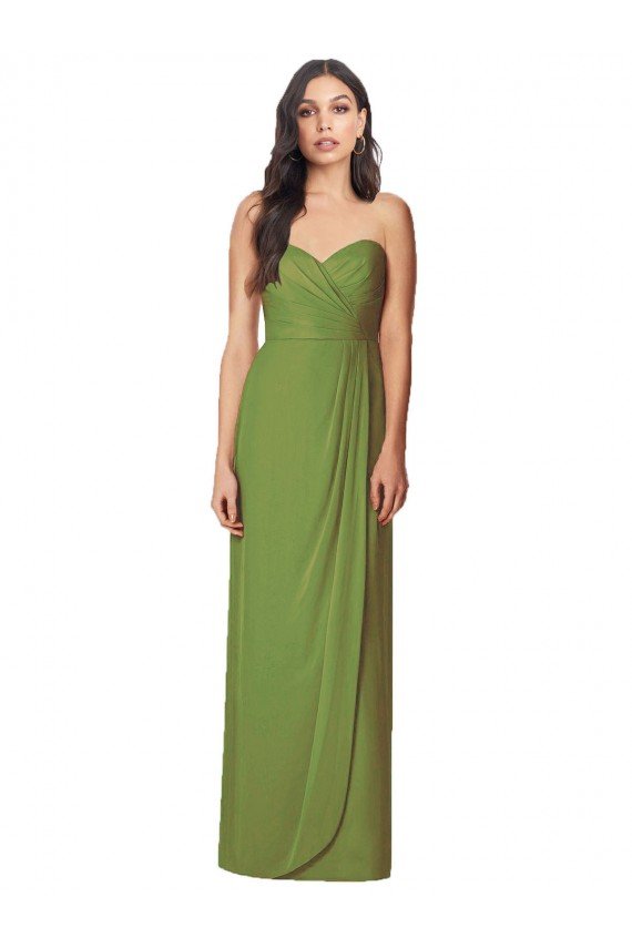 Side Front Slit Draped Strapless Chiffon Bridesmaid Dress Sydney