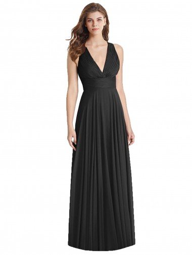 Shop Full Length V-Neck Chiffon Bridesmaid Dress with Wide Criss Cross Straps Sydney
