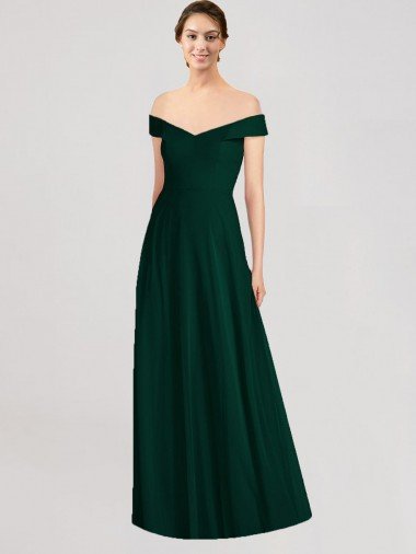 Shop Full length Off the Shoulder Chiffon Bridesmaid Dress Sydney