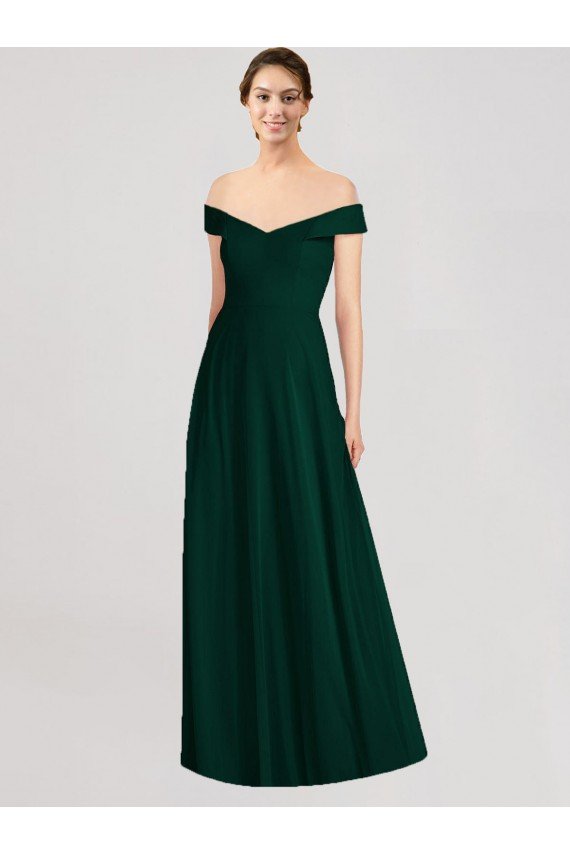 Shop Full length Off the Shoulder Chiffon Bridesmaid Dress Sydney