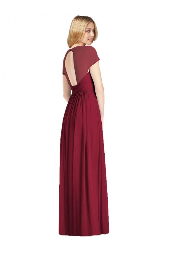 Shop V-Neck Cap Sleeves Sheer Back Chiffon Bridesmaid Dress Sydney