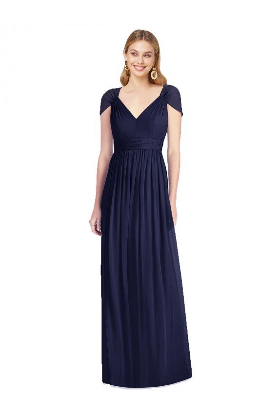 Shop V-Neck Cap Sleeves Sheer Back Chiffon Bridesmaid Dress Sydney