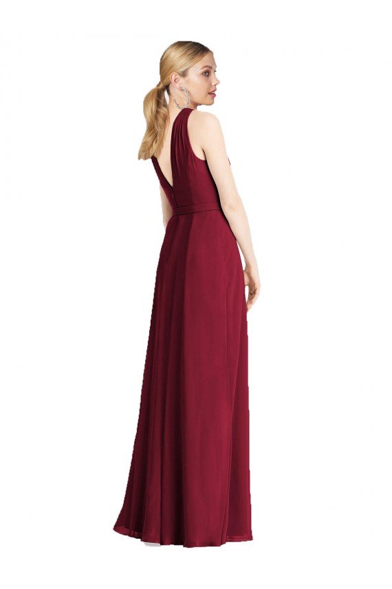 Plunging V-Back Long Full Length Chiffon Bridesmaid Dress Sydney