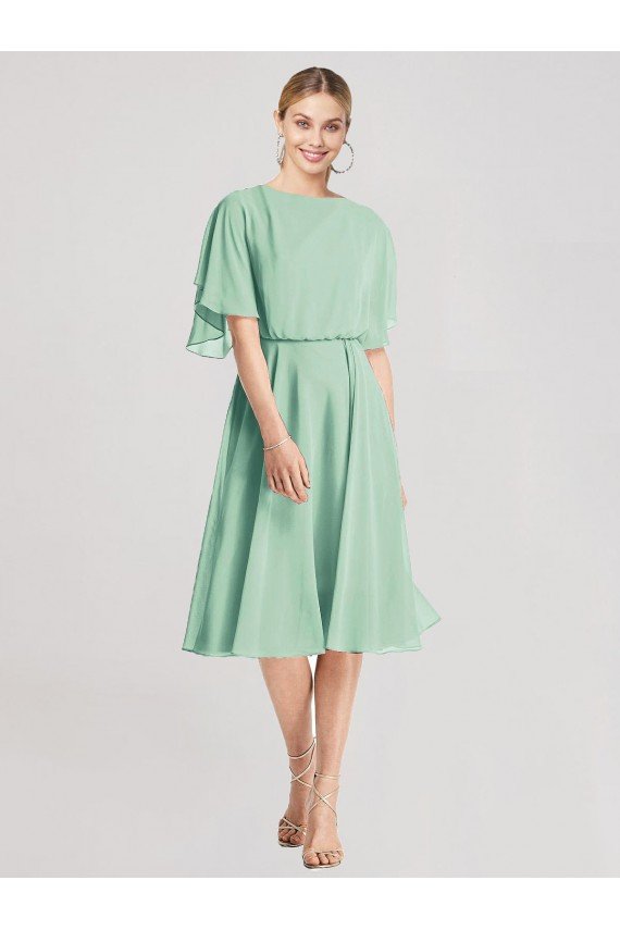 Shop Open Back Flutter Sleeves Cocktail Length Chiffon Bridesmaid Dress Sydney