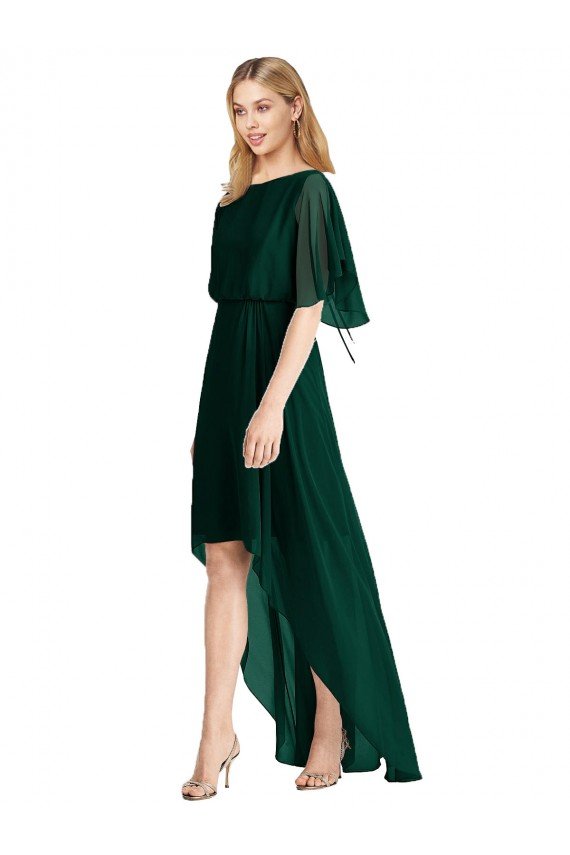 Shop Plunging V Back Flutter Sleeves Cocktail Length Chiffon Bridesmaid Dress Sydney
