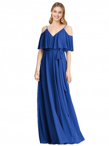 Shop Spaghetti Straps V-Neck Chiffon Bridesmaid Dress with Sash Tie Sydney