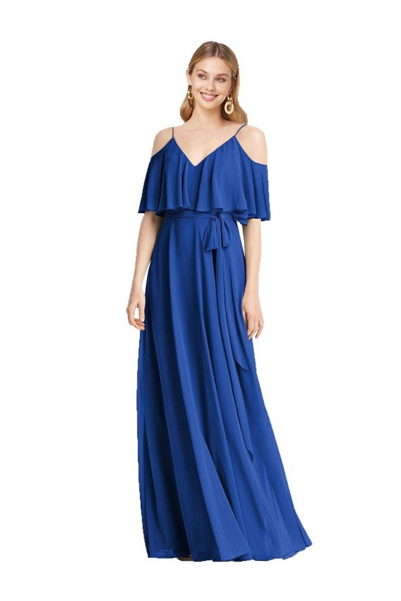 Shop Spaghetti Straps V-Neck Chiffon Bridesmaid Dress with Sash Tie Sydney
