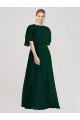 Shop Full-Length Flutter Sleeves Plunging V Back Chiffon Bridesmaid Dress Sydney