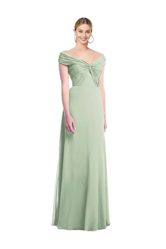Draped Off the Shoulder Lux Chiffon Bridesmaid Dress Sydney