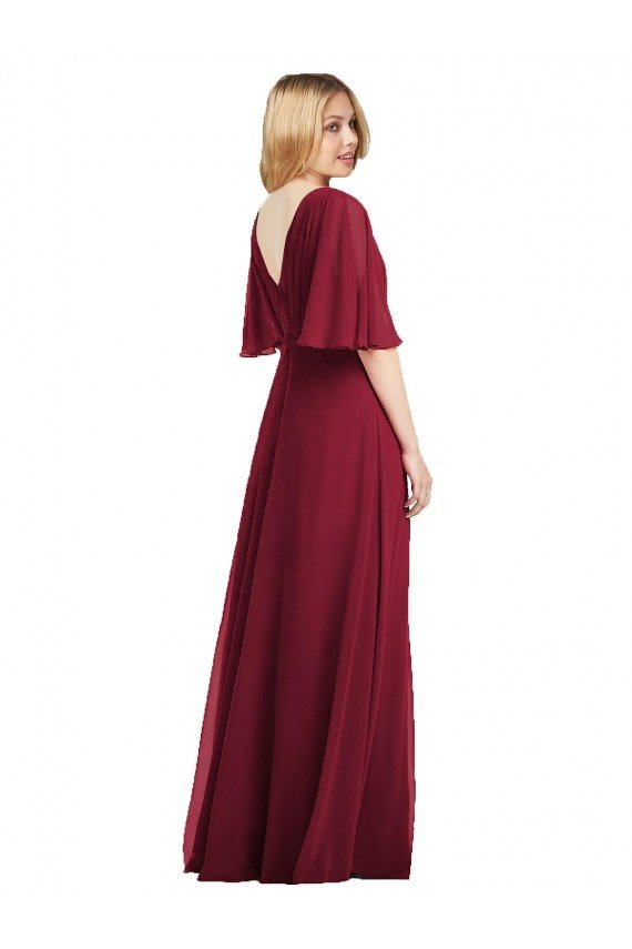 Shop Full Length Lux Chiffon Flutter Sleeves Bridesmaid Dress Sydney