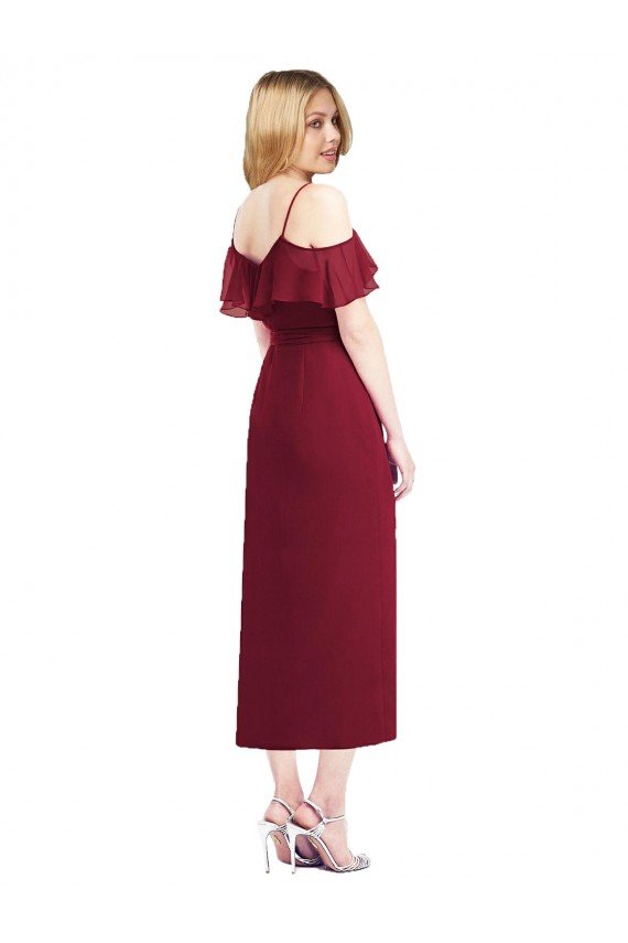 Shop Cocktail Wrap Chiffon Bridesmaid Dress with Fluttering Ruffles Sydney