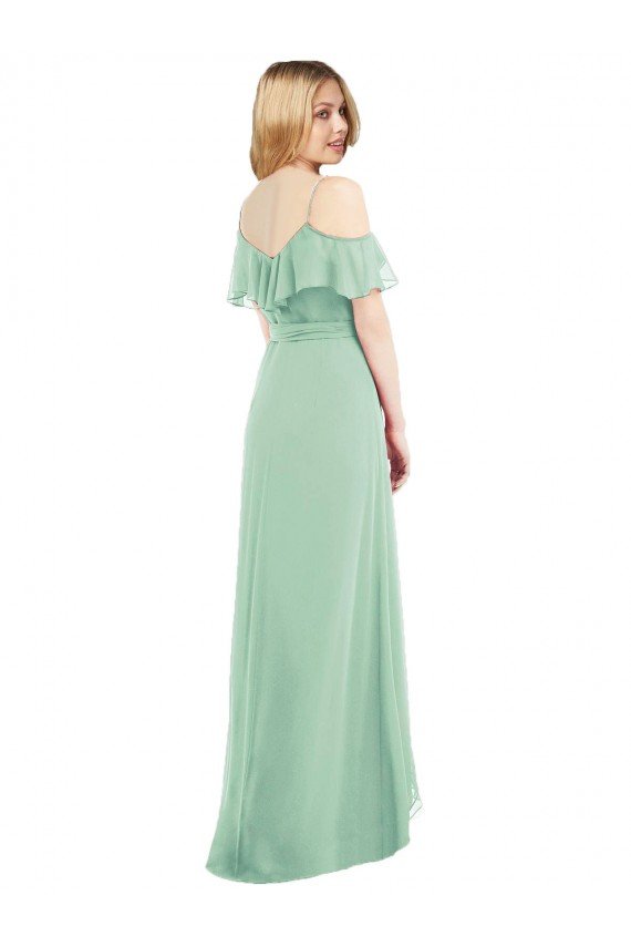 High Low Off the Shoulder Wrap Chiffon Bridesmaid Dress  Sydney