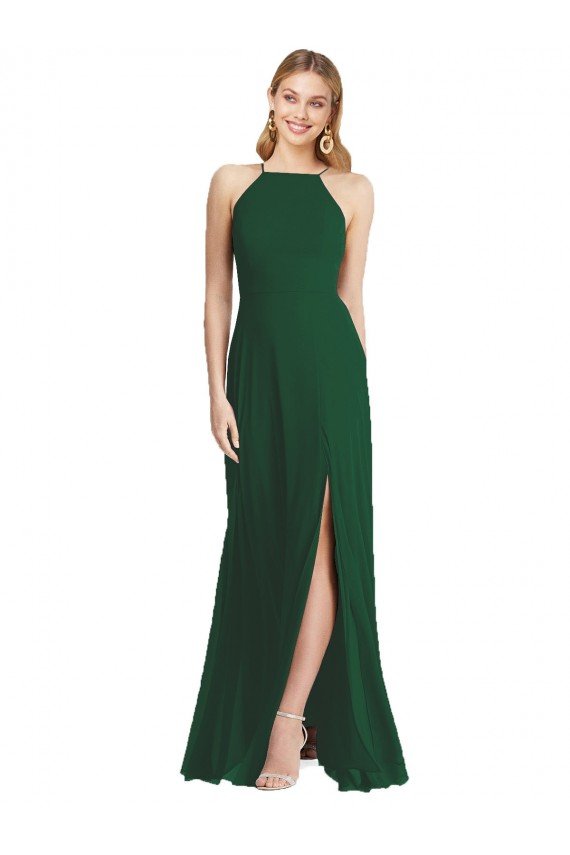 Shop High-Neck Maxi Bridesmaid Dress with Front Slit Sydney