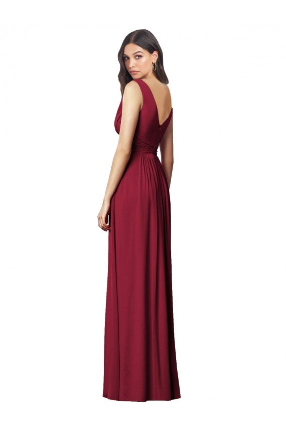 Draped V-Neck Shirred Chiffon Maxi Bridesmaid Dress Sydney