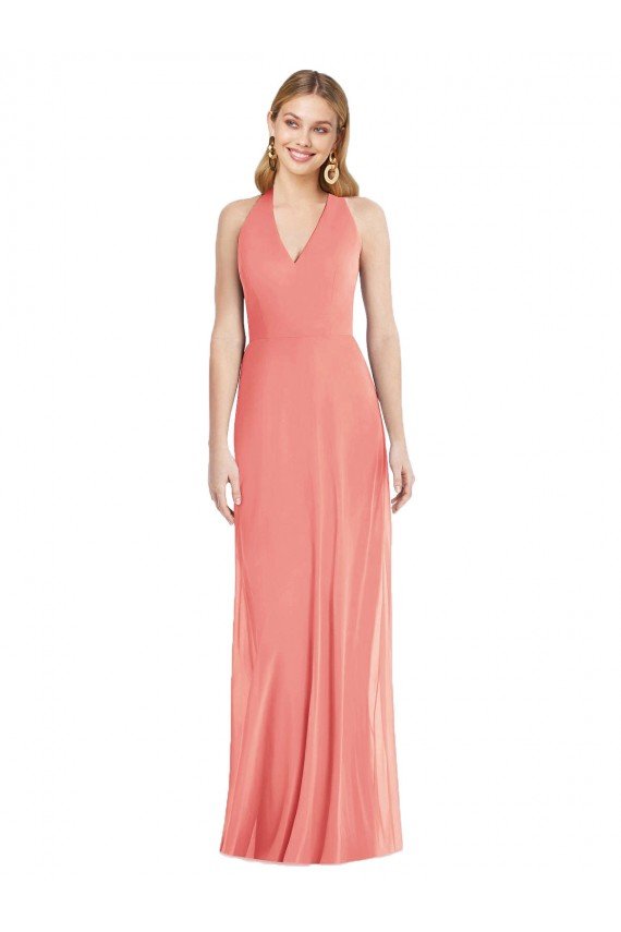 Shop V-Neck Halter Chiffon Maxi Formal Bridesmaid Dress Open Back Sydney