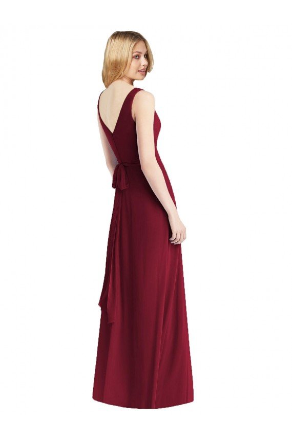 Sleeveless V-Neck Chiffon Wrap Bridesmaid Dress Sydney