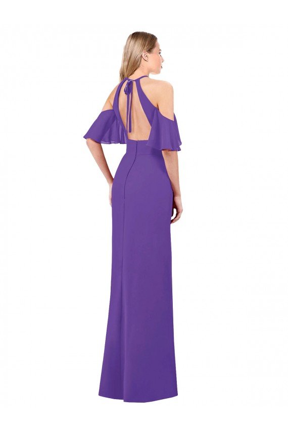 Shop Slim A-Line Chiffon Bridesmaid Dress with Off The Shoulder Ruffle Sleeves Sydney