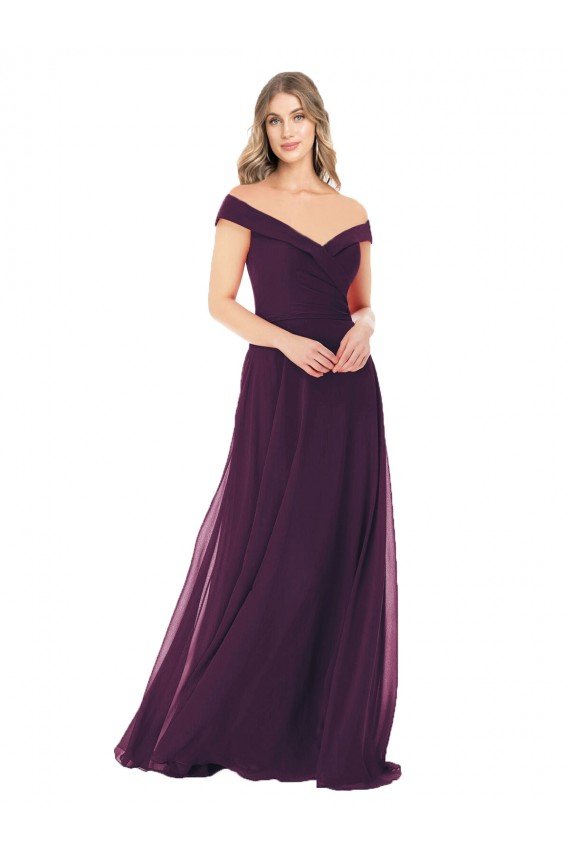 Classic Off the Shoulder Draped Chiffon Bridesmaid Dress Sydney