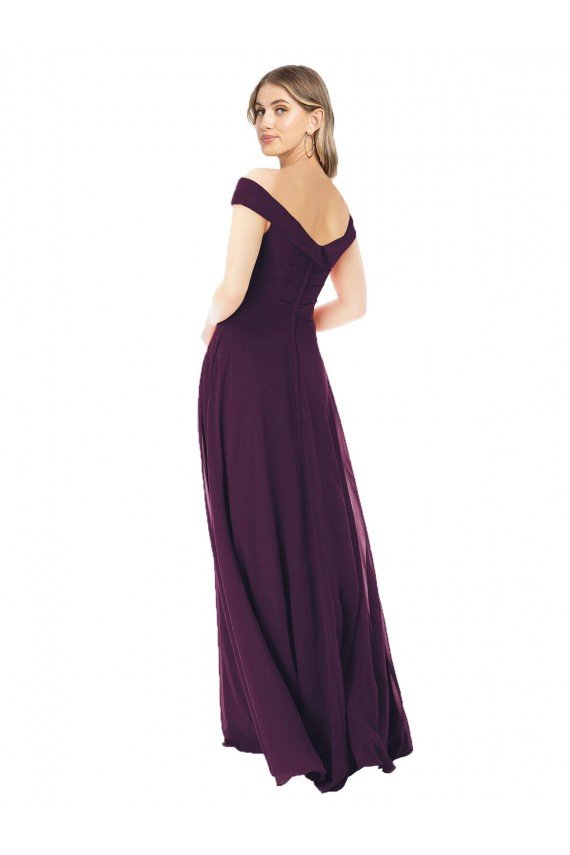 Classic Off the Shoulder Draped Chiffon Bridesmaid Dress Sydney