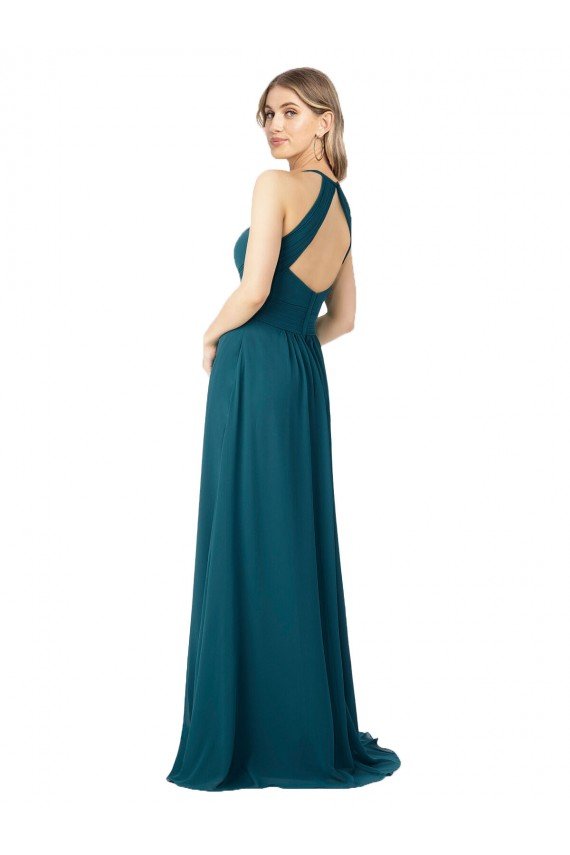 Shop Draped High Neck Keyhole Back Bridesmaid Dress with Front Slit Sydney