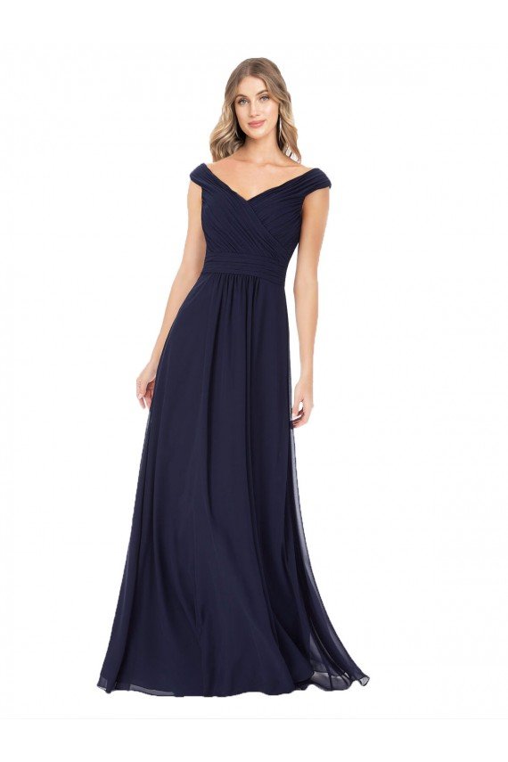 Off the Shoulder Classic Chiffon Bridesmaid Dress with Draped Bodice Sydney