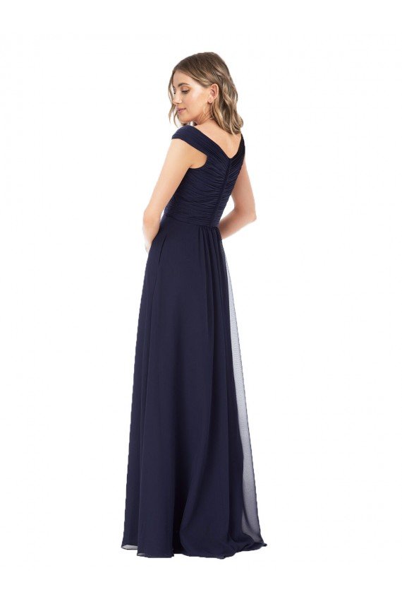 Off the Shoulder Classic Chiffon Bridesmaid Dress with Draped Bodice Sydney