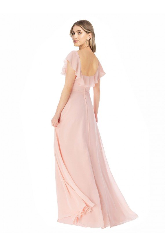 Shop Flutter Cap Sleeves Square Neck Ruffle Chiffon Bridesmaid Dress Sydney