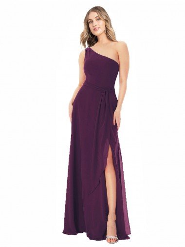 Shop One Shoulder Chiffon Bridesmaid Dress with Tie Belt Sydney