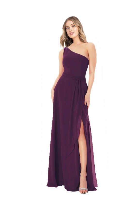 Shop One Shoulder Chiffon Bridesmaid Dress with Tie Belt Sydney