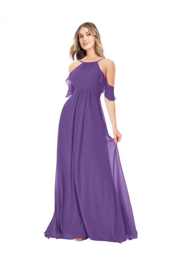 Shop Cold Shoulder Flutter Sleeves Chiffon Bridesmaid Dress Sydney