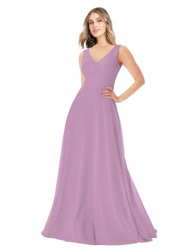 Shop Simple Chiffon V-Neck Bridesmaid Dress with Draped V-Back Sydney