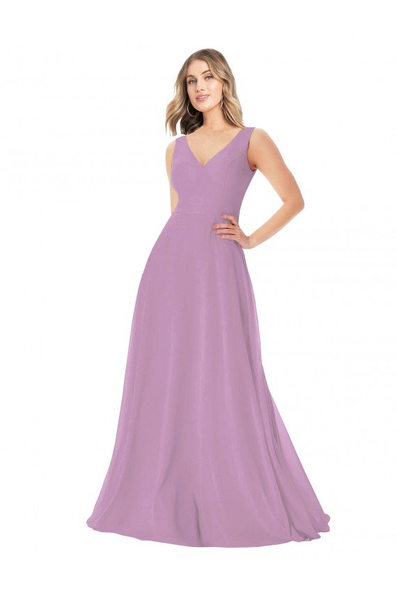 Shop Simple Chiffon V-Neck Bridesmaid Dress with Draped V-Back Sydney
