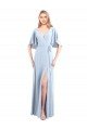 Shop V-Neckline and Cascading Flutter Sleeves Chiffon Bridesmaid Dress with Front Slit Sydney