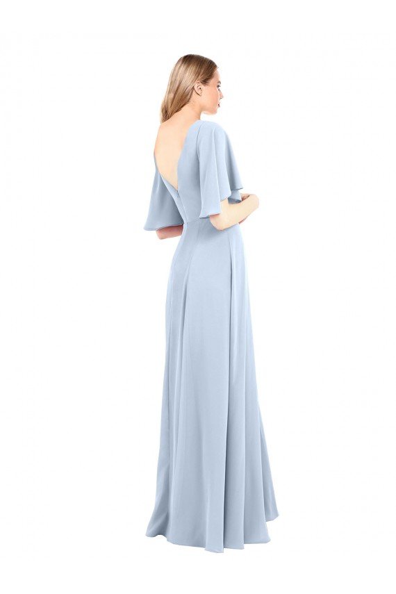 Shop V-Neckline and Cascading Flutter Sleeves Chiffon Bridesmaid Dress with Front Slit Sydney