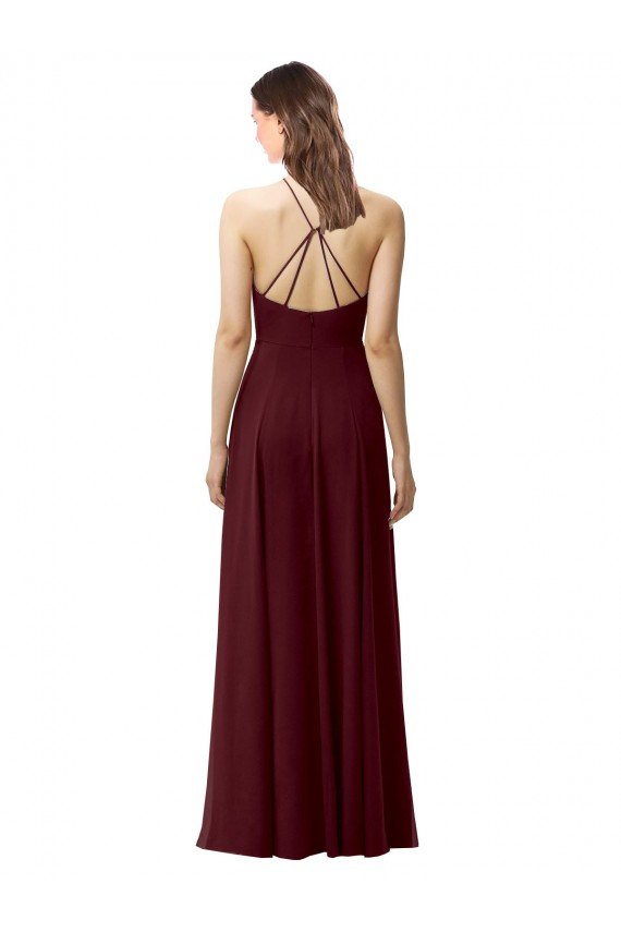 Shop Slim Long High Halter Neck Chiffon Bridesmaid Dress with High Side Slit Sydney