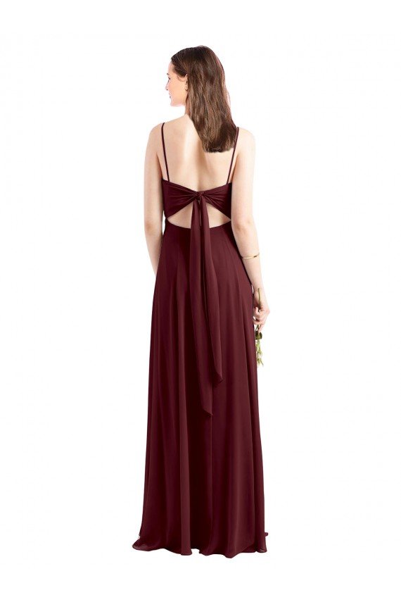 Shop Sleek Fit and Flare Long Scoop Neck Chiffon Bridesmaid Dress with High Side Slit Sydney