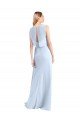 Illusion Boat Neck Long Full Length Chiffon Bridesmaid Dress with Keyhole Back Sydney