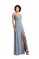 Off the Shoulder Folded Sleeve Long Chiffon Bridesmaid Dress with High Side Slit Sydney