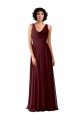 Draped Cowl Neck Long Chiffon Bridesmaid Dress with Wide Straps Sydney