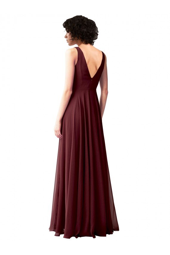 Draped Cowl Neck Long Chiffon Bridesmaid Dress with Wide Straps Sydney