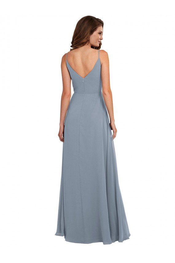 Long Full Length Draped Cowl Neck V-Back Slip Chiffon Bridesmaid Dress Sydney