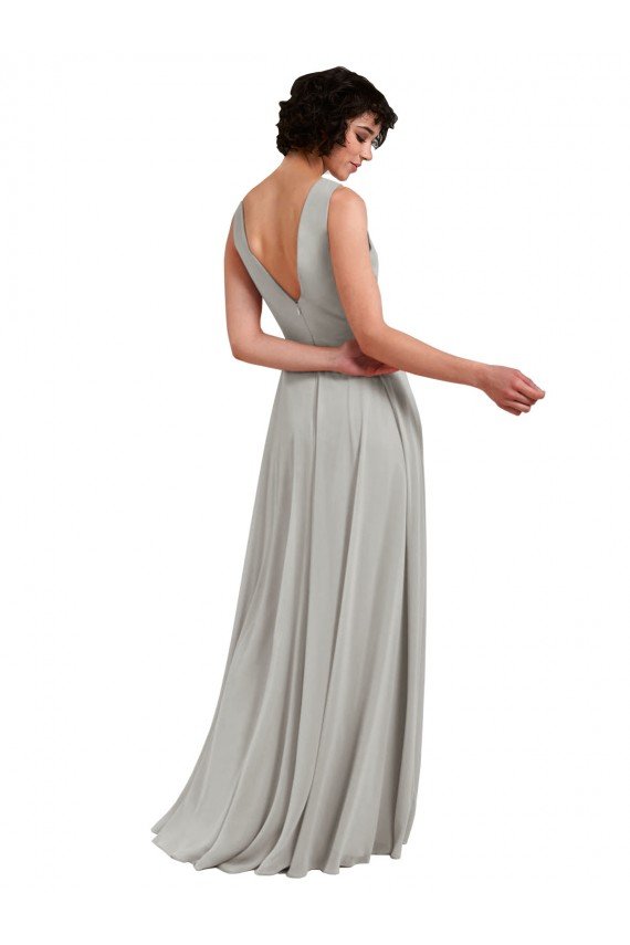 Shop Daring Plunging V-Neck Long Chiffon Bridesmaid Dress with Pleated Bodice Sydney