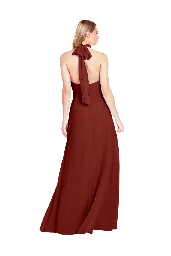 Slim High Neck Halter Fitted Open Back Chiffon Bridesmaid Dress / Prom Dress Sydney