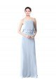 High Narrow Neck Long Chiffon Bridesmaid Dress with Tiered Ruffles Sydney