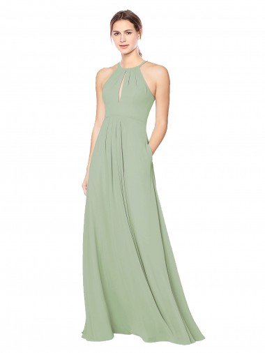High Halter Neck Keyhole Chiffon Bridesmaid Dress Sydney