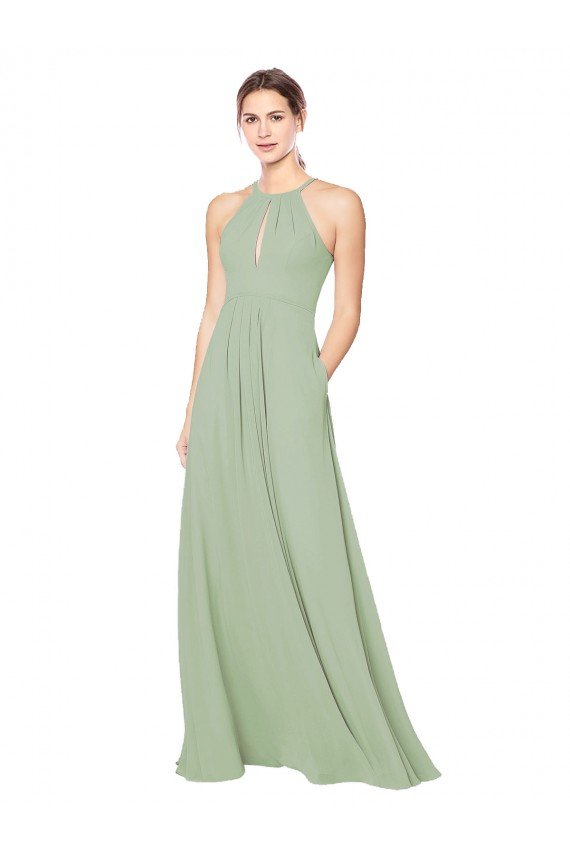 High Halter Neck Keyhole Chiffon Bridesmaid Dress Sydney