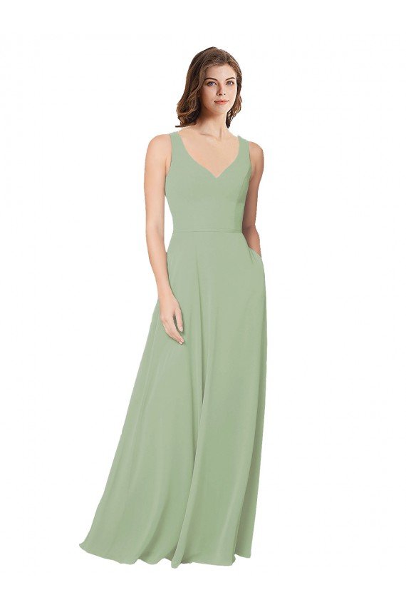 Shop A-Line Open Back Chiffon Bridesmaid Dress with Pockets Sydney