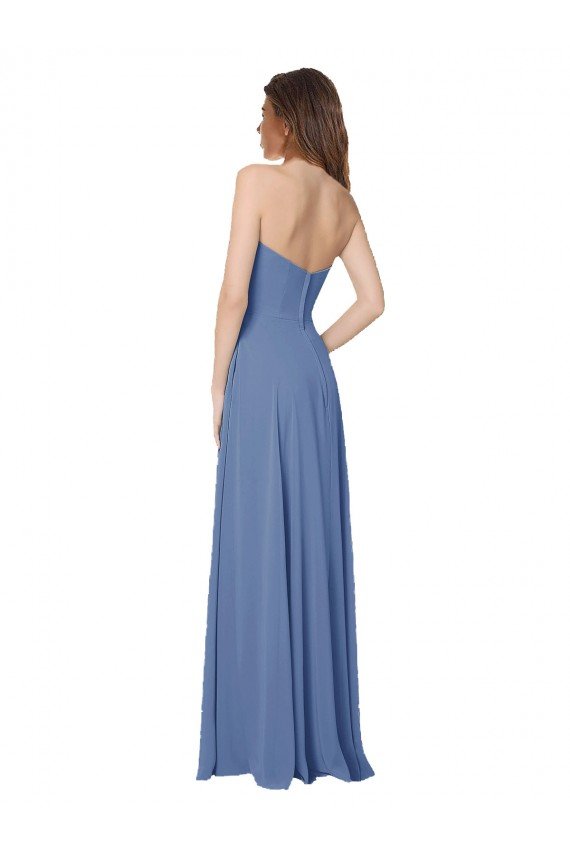 Shop Strapless Long Chiffon Bridesmaid Dress with Front Slit Sydney